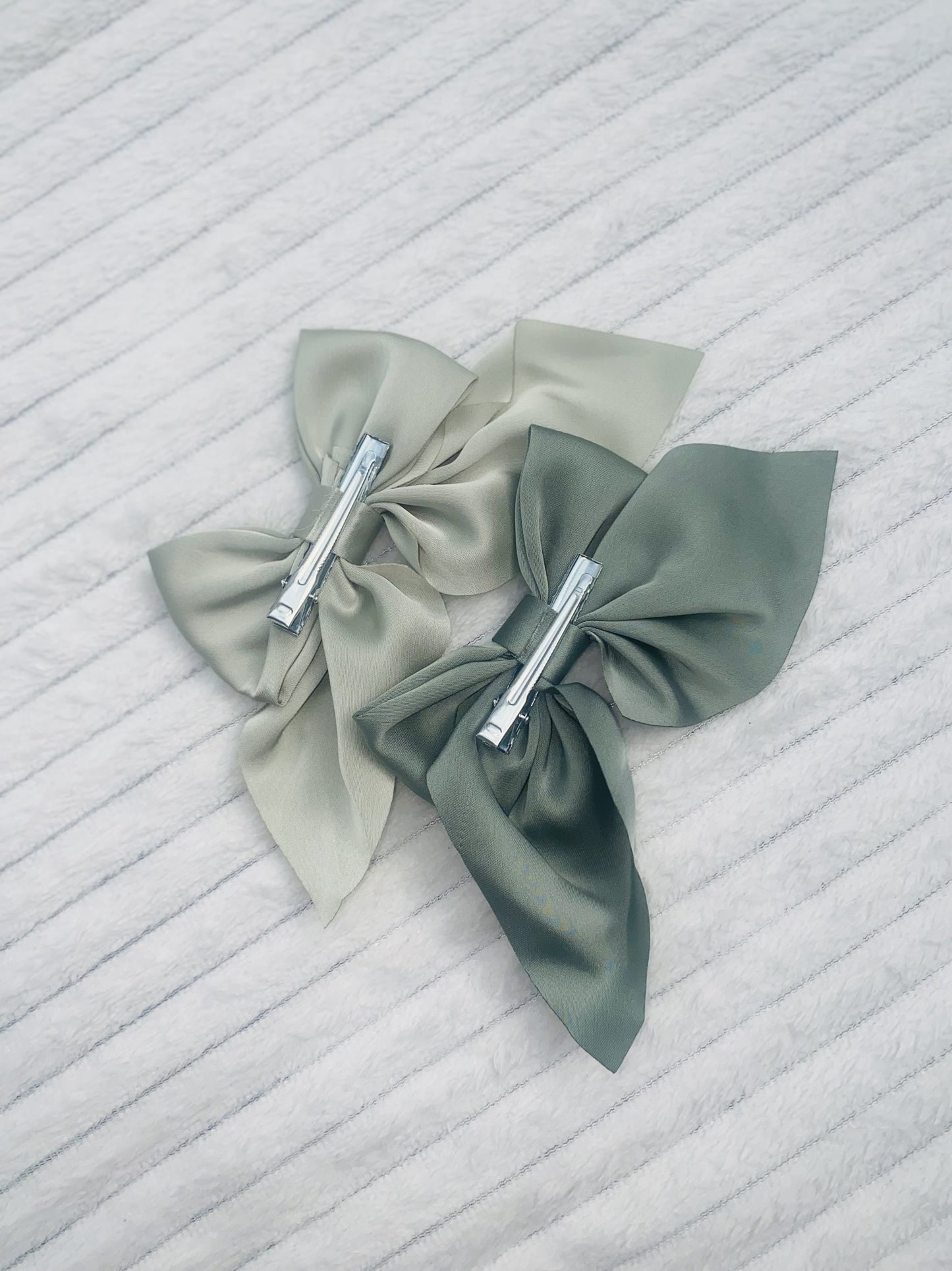 Lot de 2 pinces nœuds verts Matcha - Accessoire cheveux