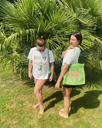 T-shirt oversize “Matcha Latte” – Blanc & Vert