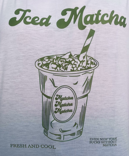 T-shirt blanc “Iced Matcha – Fresh and Cool” – Unisexe, doux et stylé