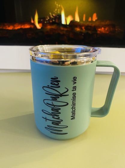 Mug isotherme étanche vert “Matcha ou rien” – 500 ml
