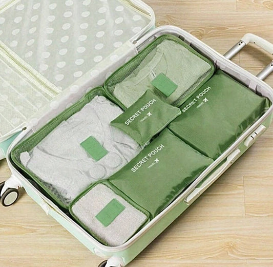 Set de 6 Pochettes de Voyage Vert Matcha – Organisation Valise