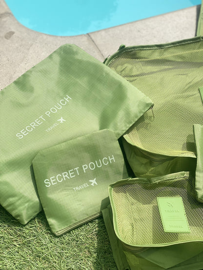 Set de 6 Pochettes de Voyage Vert Matcha – Organisation Valise