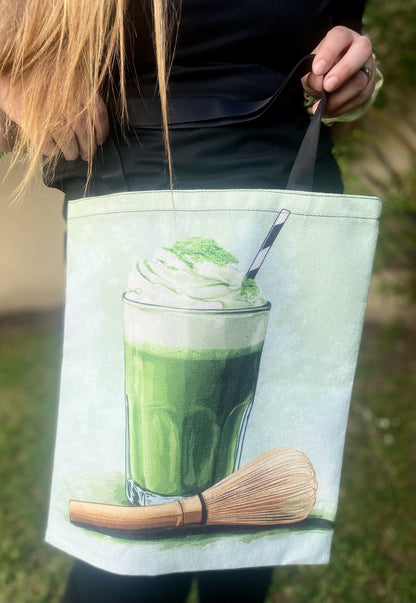 Tote bag en toile Matcha – 40 cm x 35 cm – Grande capacité