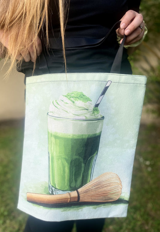 Tote bag en toile Matcha – 40 cm x 35 cm – Grande capacité