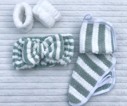 Kit “Matcha Beauty Routine” – Bandeau, manchettes & lingettes ultra douces