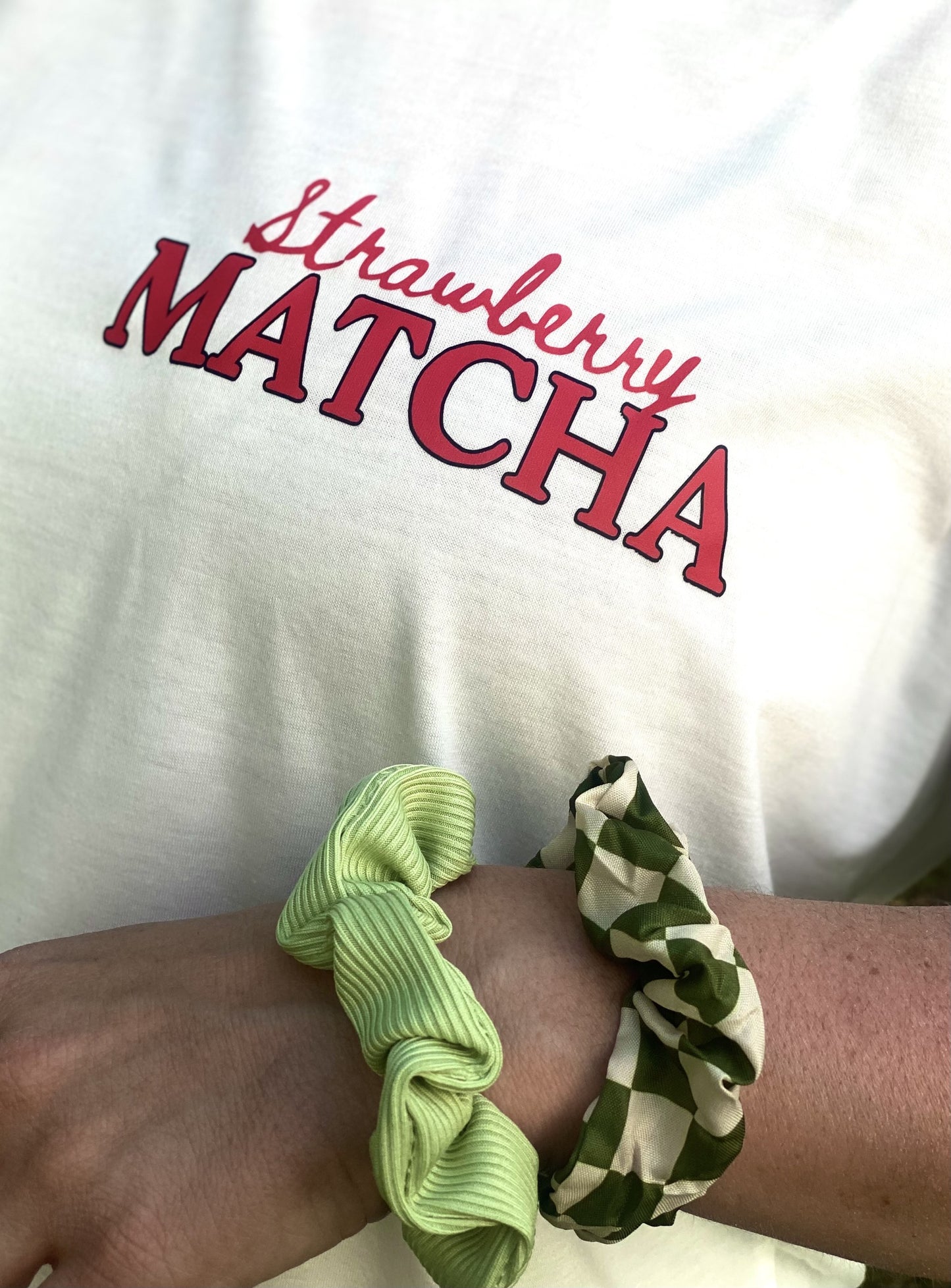 Lot de 3 chouchous dépareillés – Vert Matcha – Motifs variés
