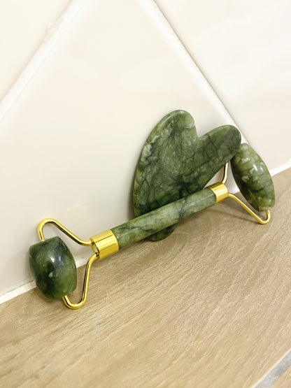 Duo massage visage en jade – Roll-on & Gua Sha