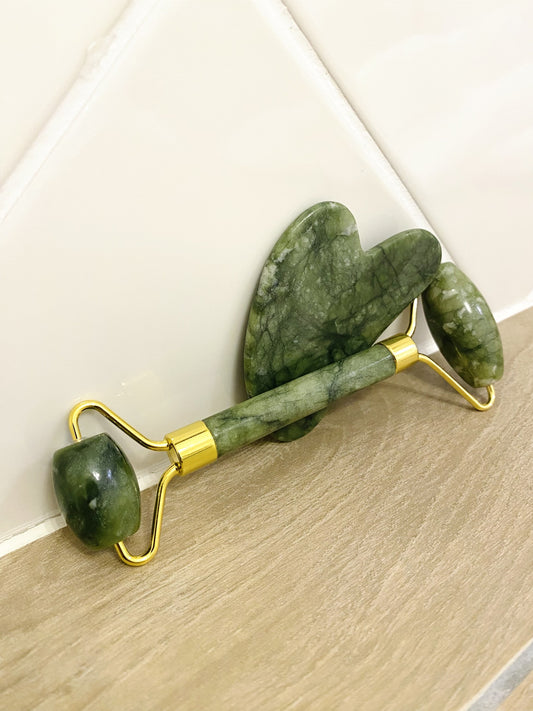 Duo massage visage en jade – Roll-on & Gua Sha