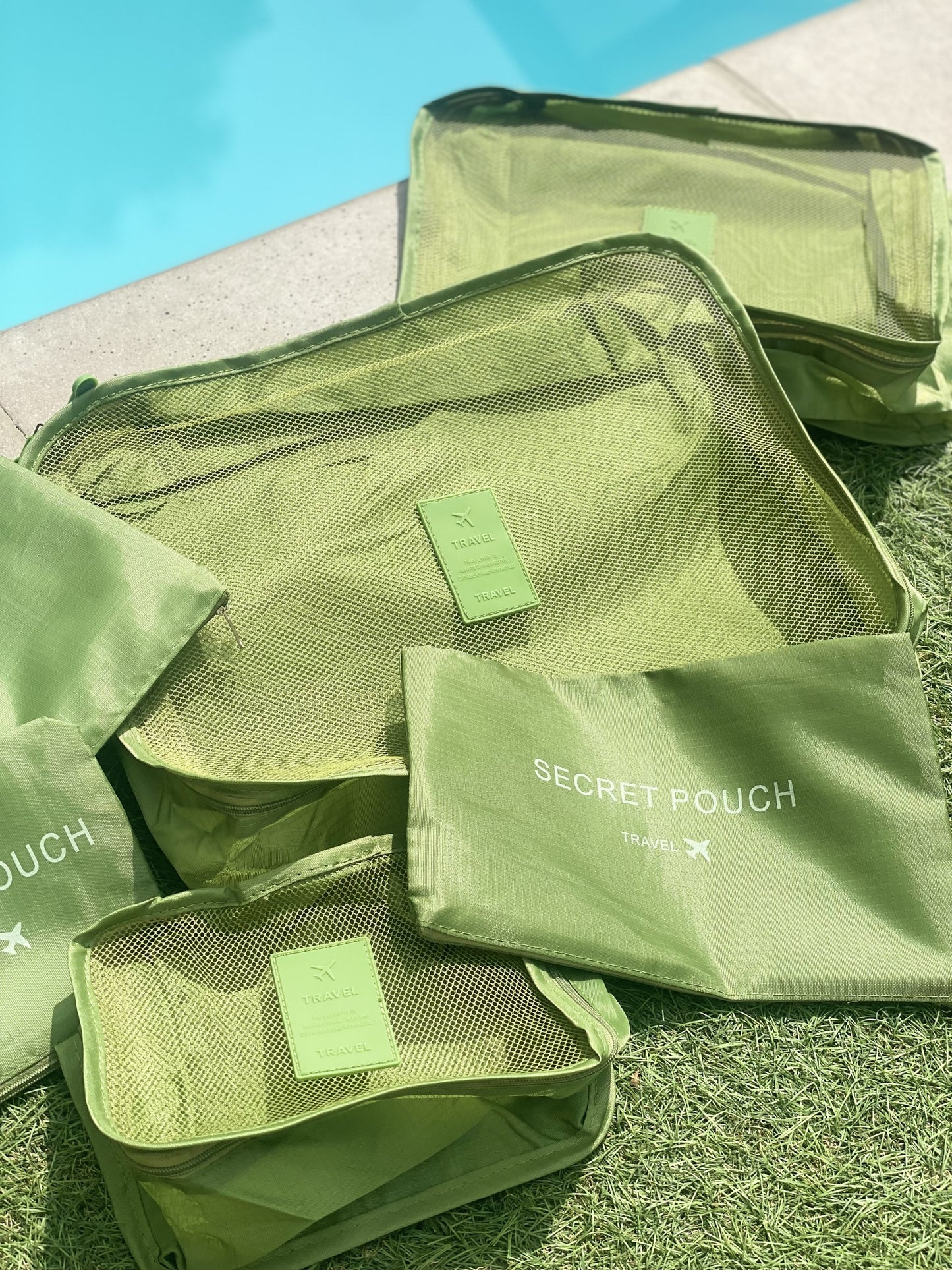 Set de 6 Pochettes de Voyage Vert Matcha – Organisation Valise