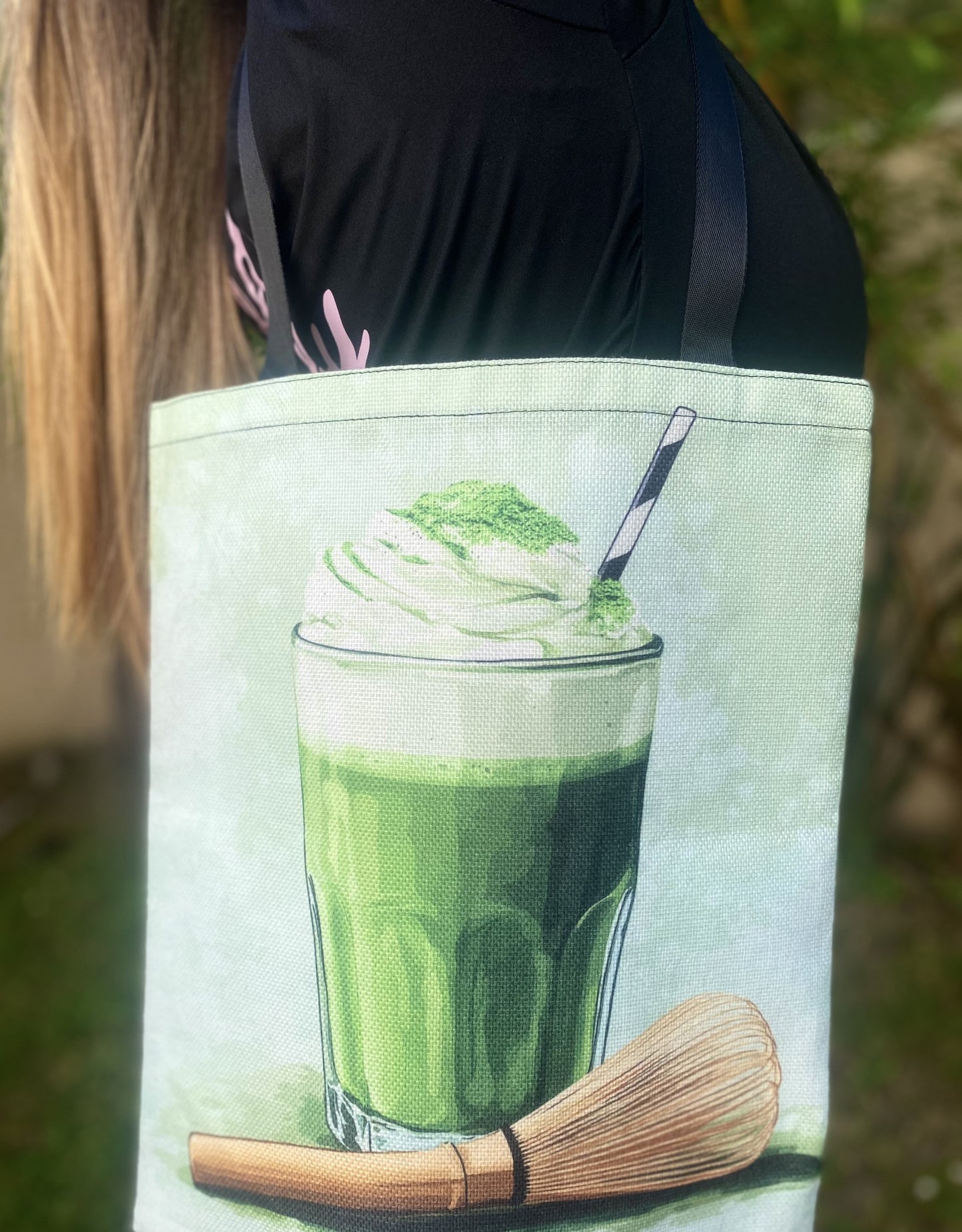 Tote bag en toile Matcha – 40 cm x 35 cm – Grande capacité