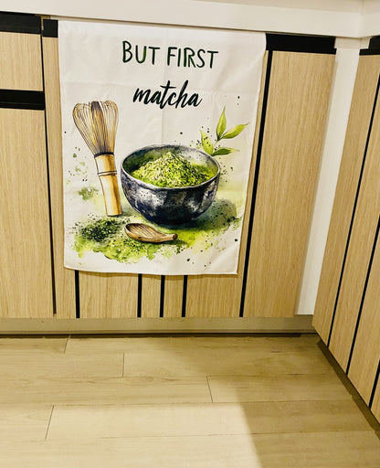 Lot de 2 torchons microfibre “But First Matcha”