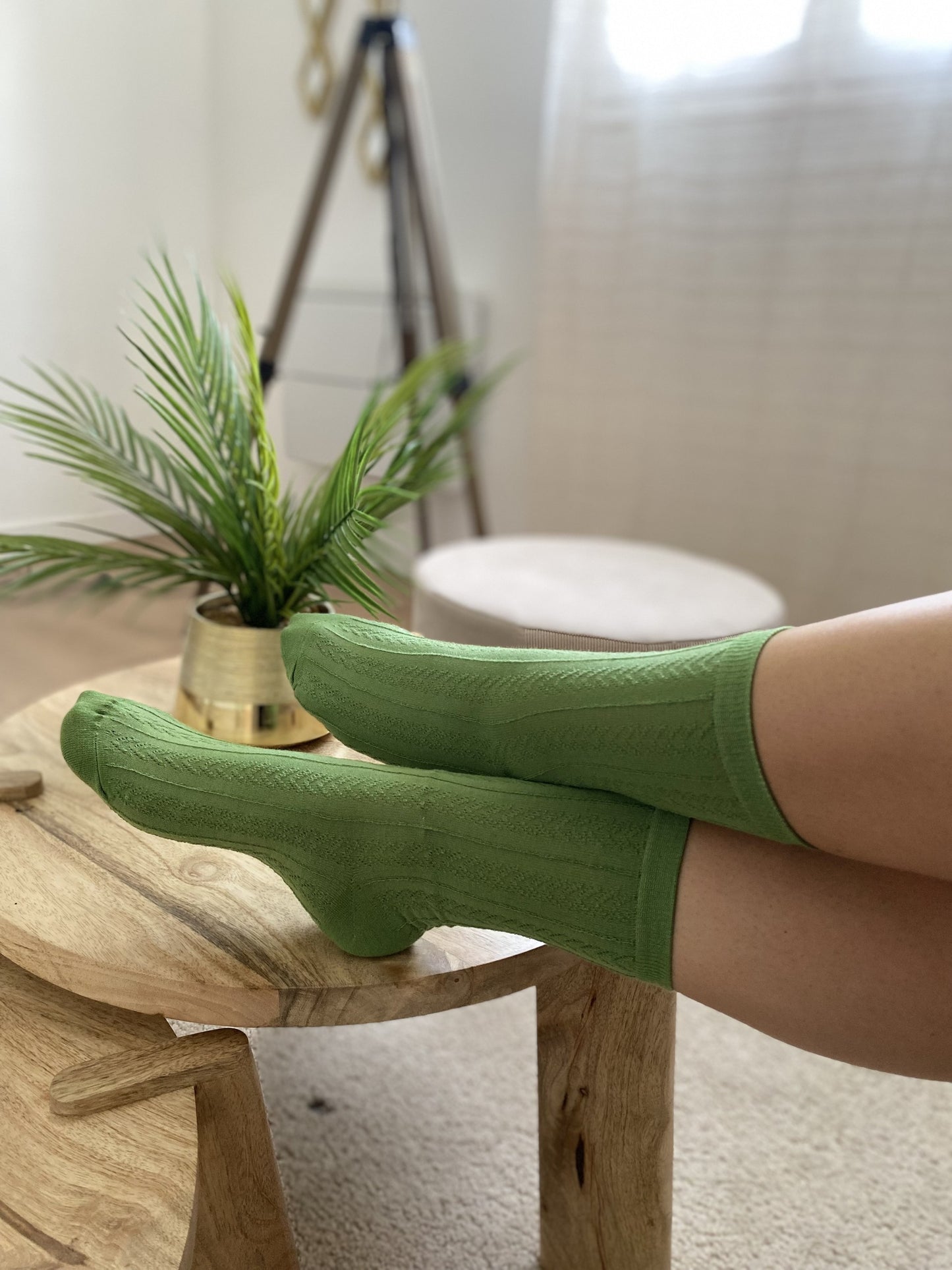 2 paires chaussettes Matcha – Cœurs & Matcha, côtelées ajourées
