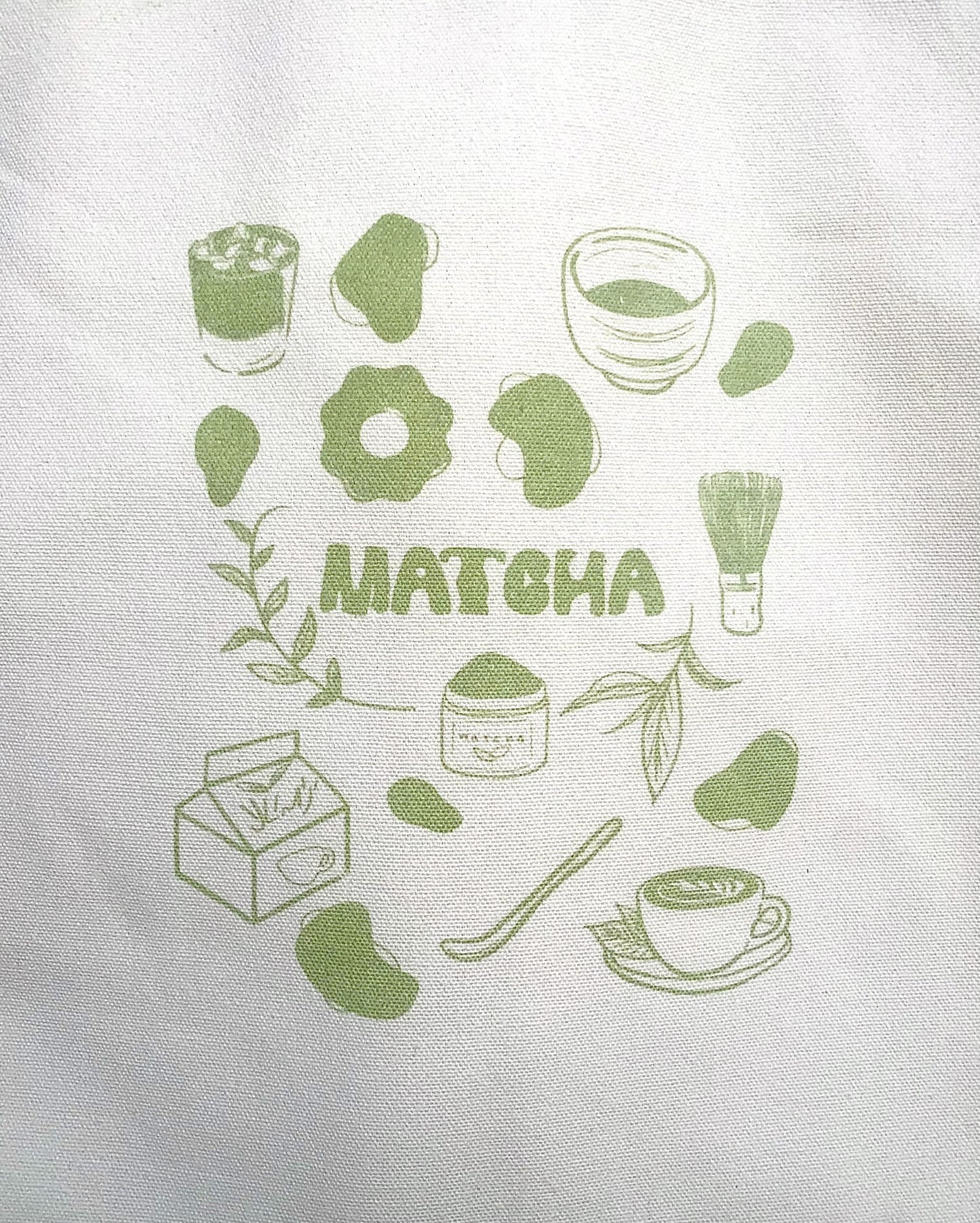 Tote bag en toile Matcha Illustré – 33 cm x 37 cm – Grande capacité