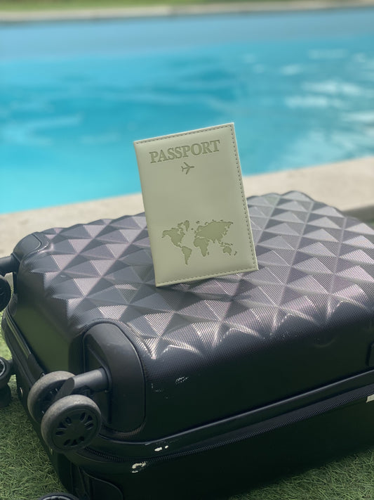 Protège-Passeport Vert Matcha – Design Carte du Monde