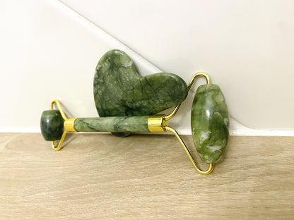 Duo massage visage en jade – Roll-on & Gua Sha