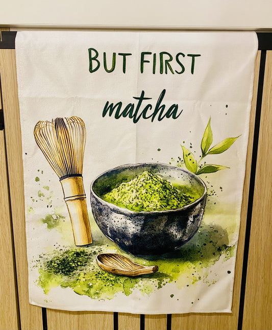 Lot de 2 torchons microfibre “But First Matcha”