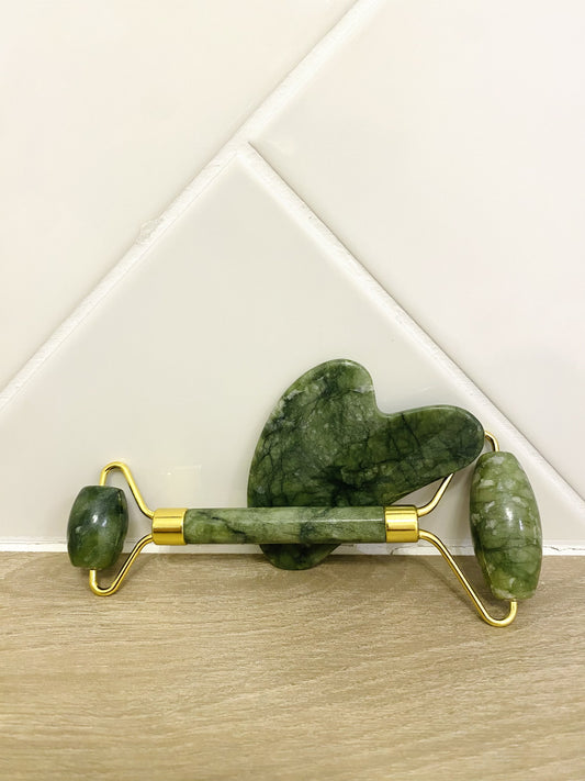 Duo massage visage en jade – Roll-on & Gua Sha