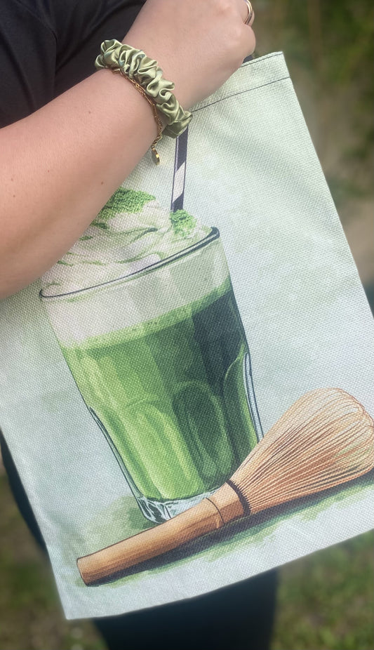 Tote bag en toile Matcha – 40 cm x 35 cm – Grande capacité