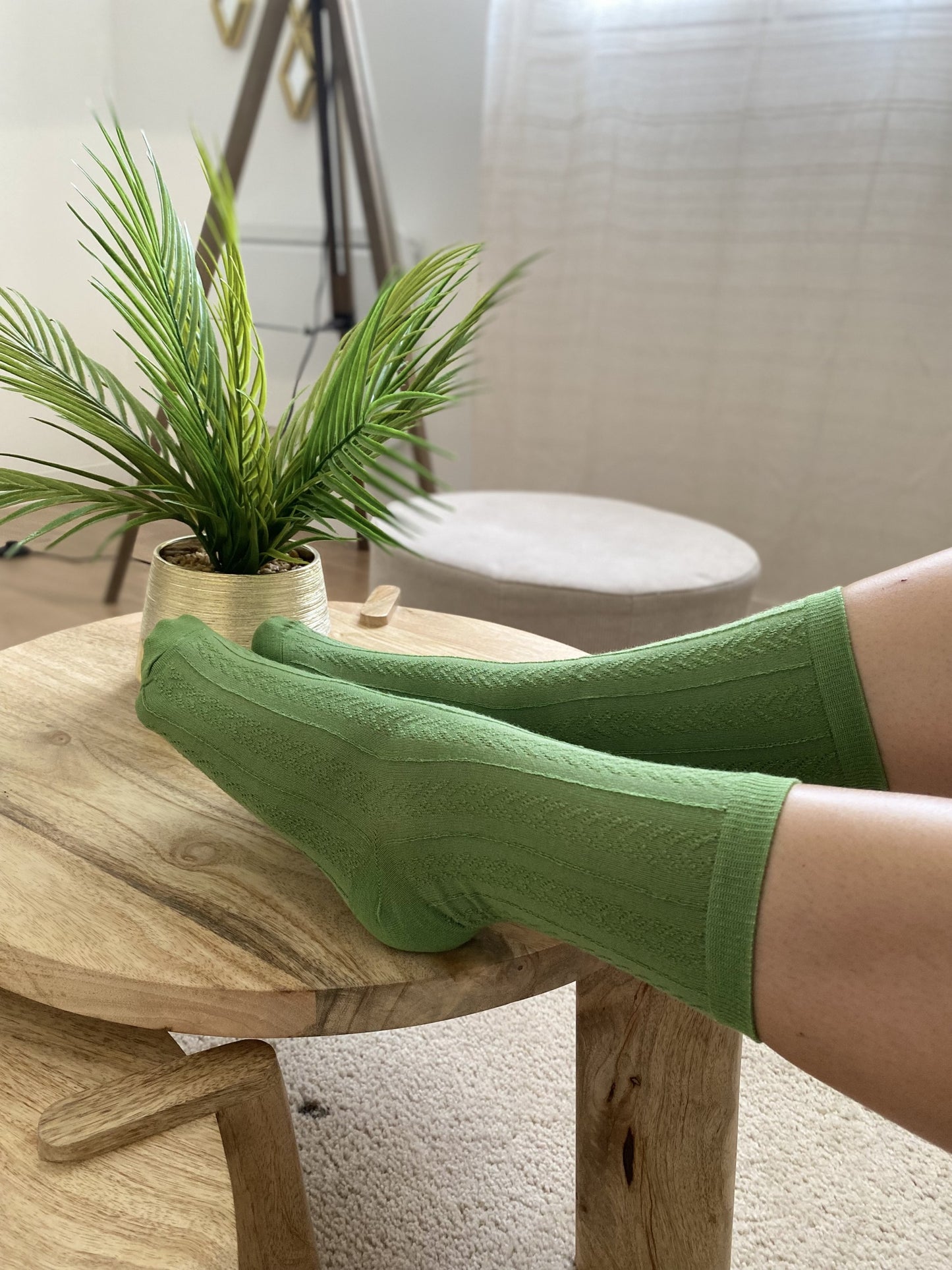 2 paires chaussettes Matcha – Cœurs & Matcha, côtelées ajourées