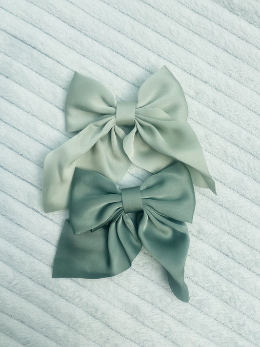 Lot de 2 pinces nœuds verts Matcha - Accessoire cheveux