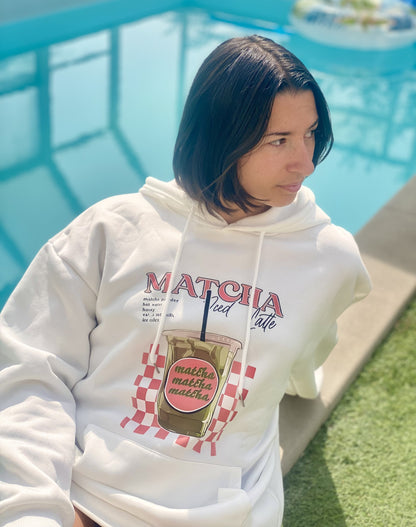Sweat blanc “Matcha Iced Latte” – Unisexe, cosy et graphique